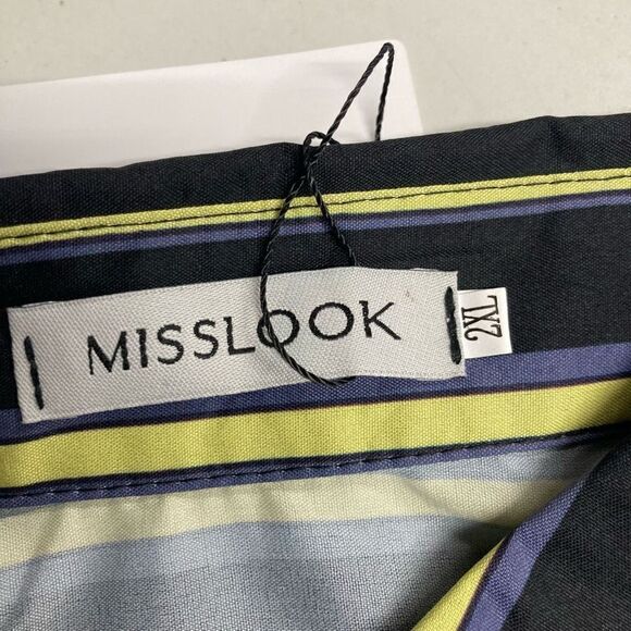 MISSLOOK Women’s 2XL Top Black Yellow & Blue New With Tags - Picture 5 of 9